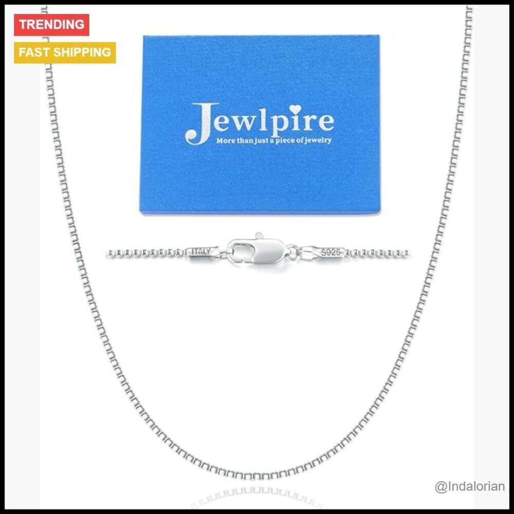 1.3mm Box Chain 925 Sterling Silver Necklace for Women